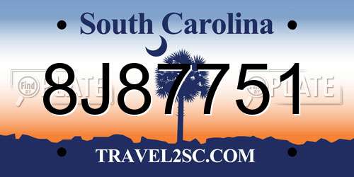 8J87751 South Carolina License Plate