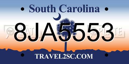 8JA5553 South Carolina License Plate