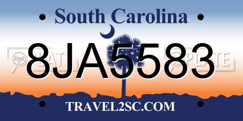 8JA5583 South Carolina License Plate