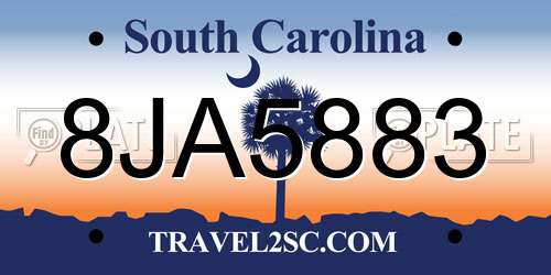 8JA5883 South Carolina License Plate