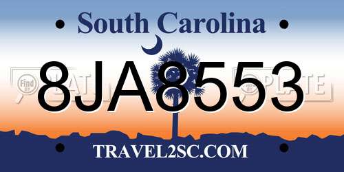 8JA8553 South Carolina License Plate
