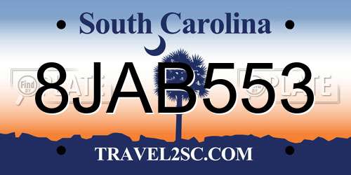 8JAB553 South Carolina License Plate