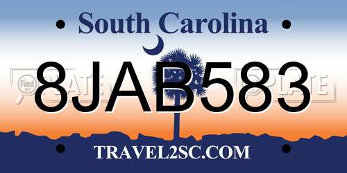 8JAB583 South Carolina License Plate