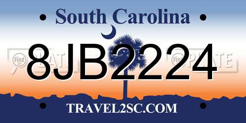 8JB2224 South Carolina License Plate