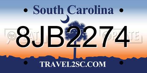 8JB2274 South Carolina License Plate