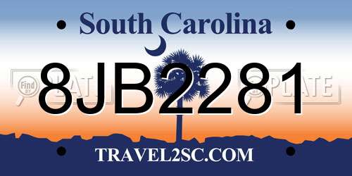 8JB2281 South Carolina License Plate