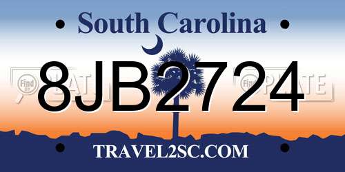 8JB2724 South Carolina License Plate