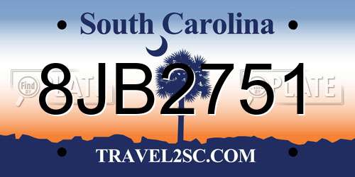 8JB2751 South Carolina License Plate