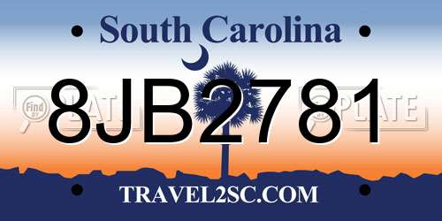 8JB2781 South Carolina License Plate