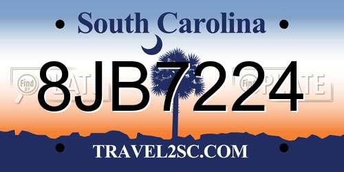 8JB7224 South Carolina License Plate