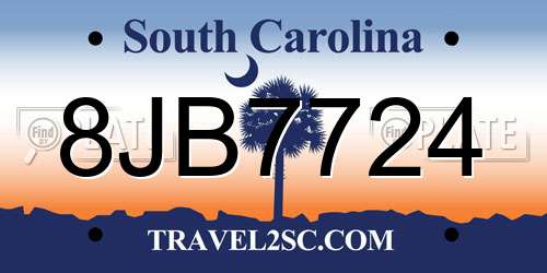 8JB7724 South Carolina License Plate