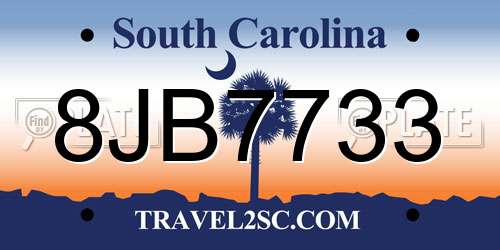 8JB7733 South Carolina License Plate