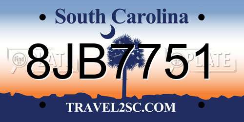 8JB7751 South Carolina License Plate