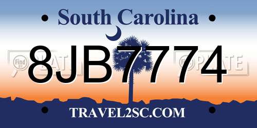 8JB7774 South Carolina License Plate