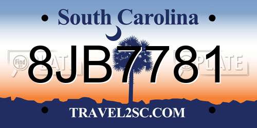 8JB7781 South Carolina License Plate