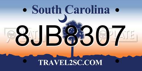 8JB8307 South Carolina License Plate