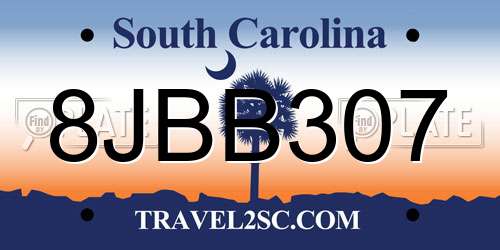 8JBB307 South Carolina License Plate