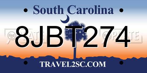 8JBT274 South Carolina License Plate