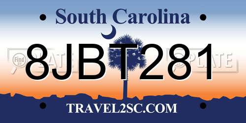 8JBT281 South Carolina License Plate