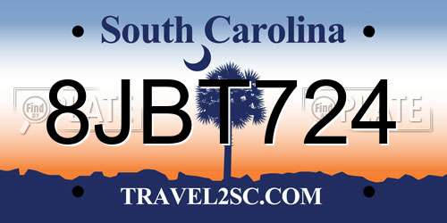 8JBT724 South Carolina License Plate