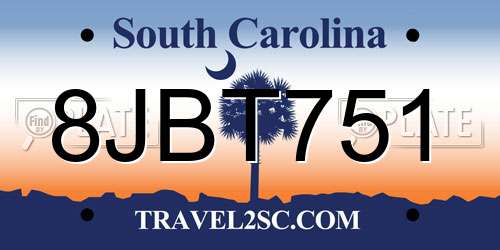 8JBT751 South Carolina License Plate