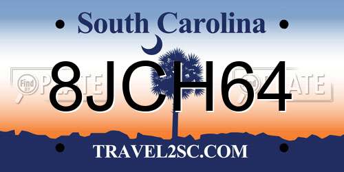 8JCH64 South Carolina License Plate