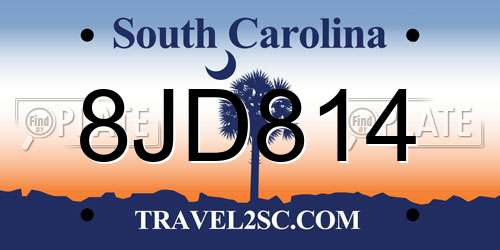 8JD814 South Carolina License Plate