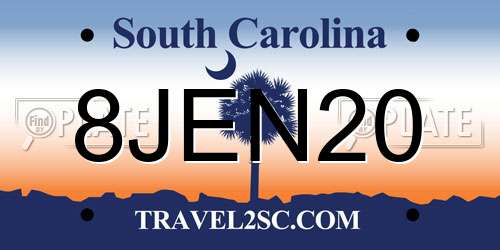 8JEN20 South Carolina License Plate