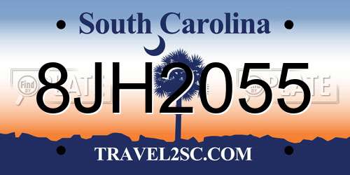 8JH2055 South Carolina License Plate