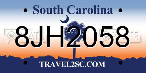 8JH2058 South Carolina License Plate