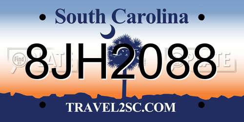 8JH2088 South Carolina License Plate