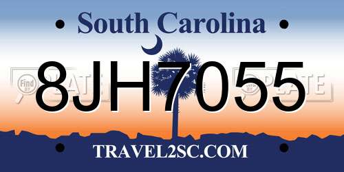 8JH7055 South Carolina License Plate