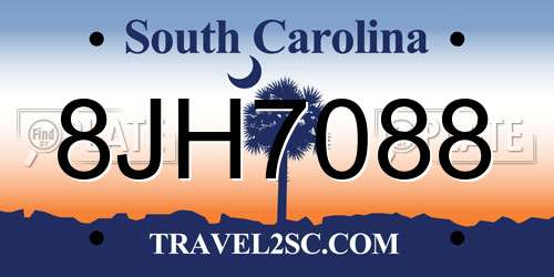 8JH7088 South Carolina License Plate