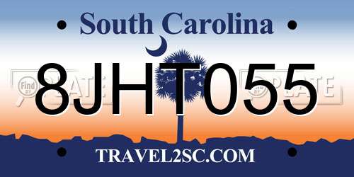 8JHT055 South Carolina License Plate