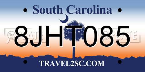 8JHT085 South Carolina License Plate
