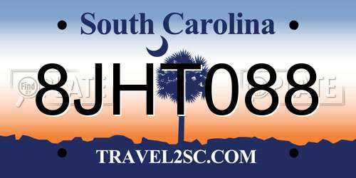 8JHT088 South Carolina License Plate