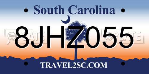 8JHZ055 South Carolina License Plate
