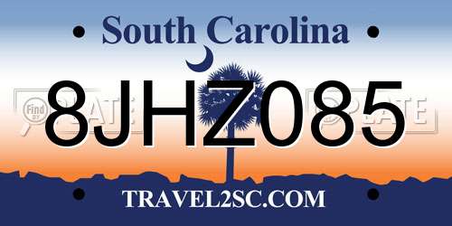 8JHZ085 South Carolina License Plate