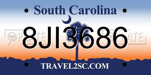 8JI3686 South Carolina License Plate
