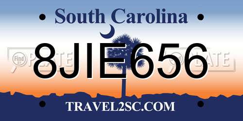 8JIE656 South Carolina License Plate