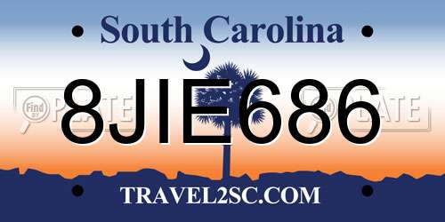 8JIE686 South Carolina License Plate