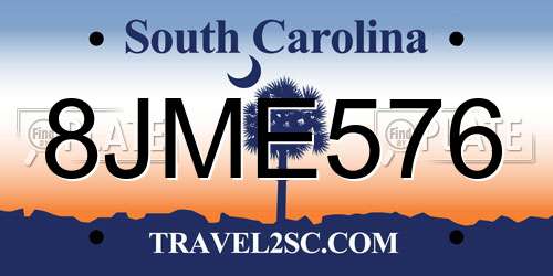 8JME576 South Carolina License Plate