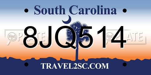 8JQ514 South Carolina License Plate