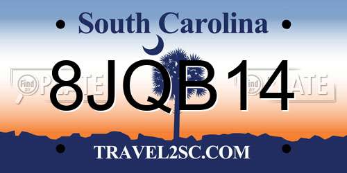 8JQB14 South Carolina License Plate