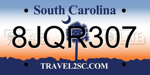 8JQR307 South Carolina License Plate