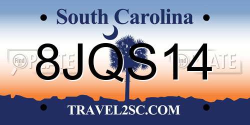 8JQS14 South Carolina License Plate