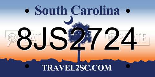 8JS2724 South Carolina License Plate
