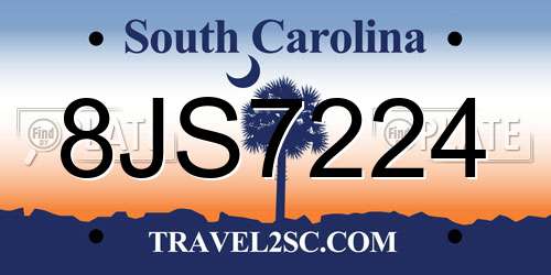 8JS7224 South Carolina License Plate