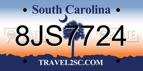 8JS7724 South Carolina License Plate