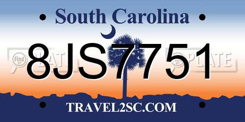 8JS7751 South Carolina License Plate